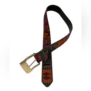Vintage Absolutely Fresh Tapiz Tribal Leather Retro Belt Beaded Trim Small